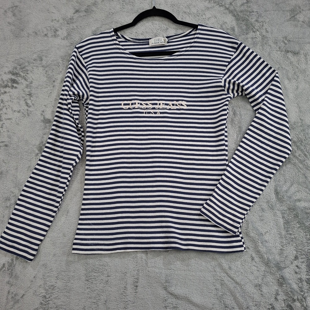 Vintage 90s Guess Shirt L GUESS Jeans Embroidered Striped Rare Made in USA